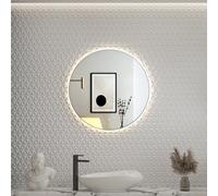 Royal Bathrooms Luton 600 X 600mm Matt Black Round Backlit Led Illuminated Bathroom Mirror Framed With Demister Pad & Touch Sensor
