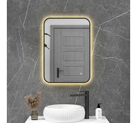 Royal Bathrooms Luton 700 x 500mm Wall Mounted Bathroom Mirror with LED Lights Matt Black Frame Illuminated Backlit Dimmable 3 Colors Anti-Fog Rectangular