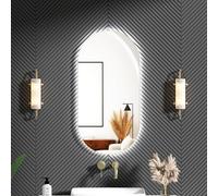 Royal Bathrooms Luton 900 x 450mm Wall Mounted Bathroom Mirror with LED Lights Brushed Brass Frame Illuminated Backlit Dimmable 3 Colors Anti-Fog Capsule