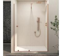 Royal Bathrooms Luton Brushed Bronze 1400 X 800mm Wet Room Recessed Sliding Shower Screen 8mm Easy Clean Glass With White Stone Shower Tray 1950mm