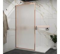 Royal Bathrooms Luxor 1200mm Walk In Wet Room Fluted Shower Enclosure Screen With Brushed Bronze Frame 8mm Nano Glass & Support Arm