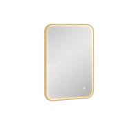 Royal Bathrooms Luxor 500 X 700mm Brushed Brass Framed Rectangular Mirror Within Frame Led, Touch Sensor & Demister Pad