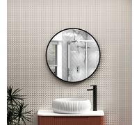 Royal Bathrooms Luxor 600 X 600mm Matt Black Round Framed Mirror Within Frame Led, Touch Sensor & Demister Pad