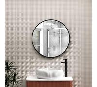 Royal Bathrooms Luxor 600 x 600mm Wall Mounted Bathroom Mirror Matt Black LED Within Frame Illuminated Frontlit 3 Colors Anti-Fog Round