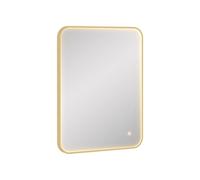 Royal Bathrooms Luxor 600 X 800mm Brushed Brass Framed Rectangular Mirror Within Frame Led, Touch Sensor & Demister Pad