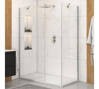 Royal Bathrooms Marbella Walk In Wet Room Shower Enclosure With 1400 X 800mm White Slate Effect Stone Tray 8mm Easy Clean Glass & Top Support Arm