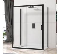 Royal Bathrooms Milan 1000 X 700mm Matt Black 3-Sided Sliding Door Shower Enclosure Rectangular With Side Panels 6mm Glass Screen