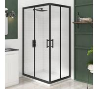Royal Bathrooms Milan 1000 X 800mm Matt Black Corner Entry Shower Enclosure Rectangular Sliding Door 6mm Safety Tempered Glass Screen