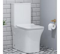 Royal Bathrooms Milan Rimless Close Coupled Toilet Gloss White Square Pan With Slim Soft Close Seat & Dual Flush Cistern