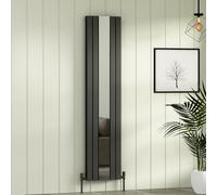 Royal Bathrooms Nexa Anthracite Vertical Wall Mount Double Flat Panel Mirror Designer Radiators - 1800 x 419mm