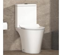 Royal Bathrooms Nova Rimless Close Coupled Toilet Gloss White Round Pan With Slim Soft Close Seat & Dual Flush Cistern