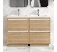 Royal Bathrooms Orion 1200mm Natural Oak 4 Drawer Floor Standing Bathroom Vanity Unit With Ceramic Basin & Chrome Accent Trim