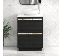 Royal Bathrooms Orion 600mm Hale Black Floor Standing Plain White Countertop Vanity Unit 2 Drawer With Nova Basin & Chrome Accent Trim