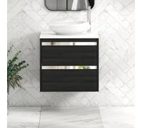 Royal Bathrooms Orion 600mm Hale Black Wall Hung Plain White Countertop Vanity Unit 2 Drawer With Nova Basin & Chrome Accent Trim