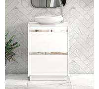 Royal Bathrooms Orion 600mm Matt White Floor Standing Plain White Countertop Vanity Unit 2 Drawer With Nova Basin & Chrome Accent Trim