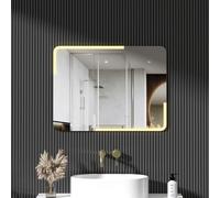 Royal Bathrooms Orion 800 x 600mm Wall Mounted Bathroom Mirror with LED Lights Chrome Frameless Illuminated Frontlit 3 Colors Anti-Fog Rectangular