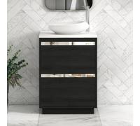 Royal Bathrooms Orion 800mm Hale Black Floor Standing Carrara White Countertop Vanity Unit 2 Drawer With Nova Basin & Chrome Accent Trim