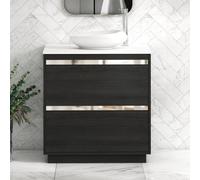 Royal Bathrooms Orion 800mm Hale Black Floor Standing Plain White Countertop Vanity Unit 2 Drawer With Nova Basin & Chrome Accent Trim