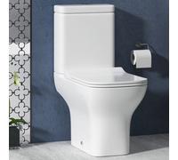 Royal Bathrooms Qubix Close Coupled Rimless Toilet Gloss White Square Pan With Slim Soft Close Seat & Dual Flush Cistern