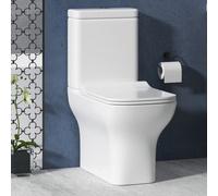 Royal Bathrooms Qubix Rimless Close Coupled Toilet Gloss White Bathroom Square Pan With Slim Soft Close Seat & Dual Flush Cistern