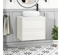 Royal Bathrooms Royal Bathroom Elmore 600mm Classic White Wall Mounted Countertop Bathroom Vanity Unit 2 Drawer With Milan Basin