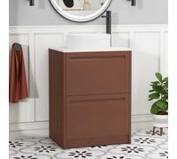 Royal Bathrooms Royal Bathroom Elmore 600mm Terracotta Clay Freestanding Countertop Bathroom Vanity Unit 2 Drawer With Round Basin