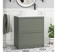 Royal Bathrooms Royal Bathroom Elmore 700mm Matt Green Freestanding Countertop Bathroom Vanity Unit 2 Drawer With Peak Basin