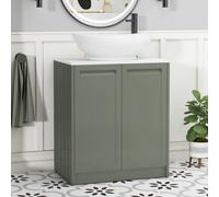 Royal Bathrooms Royal Bathroom Elmore 700mm Matt Green Freestanding Countertop Bathroom Vanity Unit 2 Door With Amaze Basin