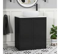 Royal Bathrooms Royal Bathroom Elmore 700mm Matt Nocturne Black Freestanding Countertop Bathroom Vanity Unit 2 Door With Milan Basin