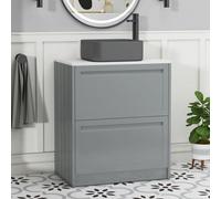 Royal Bathrooms Royal Bathroom Elmore 700mm Matte Pebble Grey Freestanding Countertop Bathroom Vanity Unit 2 Drawer With Art Square Basin