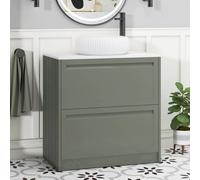 Royal Bathrooms Royal Bathroom Elmore 800mm Matt Green Freestanding Countertop Bathroom Vanity Unit 2 Drawer With Milan Basin