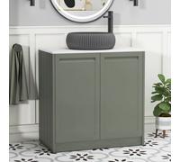 Royal Bathrooms Royal Bathroom Elmore 800mm Matt Green Freestanding Countertop Bathroom Vanity Unit 2 Door With Milan Black Basin