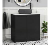 Royal Bathrooms Royal Bathroom Elmore 800mm Matt Nocturne Black Freestanding Countertop Bathroom Vanity Unit 2 Door With Milan Black Basin