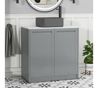 Royal Bathrooms Royal Bathroom Elmore 800mm Matte Pebble Grey Freestanding Countertop Bathroom Vanity Unit 2 Door With Art Square Basin