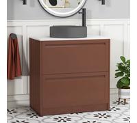 Royal Bathrooms Royal Bathroom Elmore 800mm Terracotta Clay Freestanding Countertop Bathroom Vanity Unit 2 Drawer With Art Round Basin