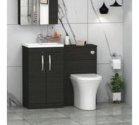 Royal Bathrooms Turin 1000mm Hale Black 2 Doors Furniture Pack With Mid Edge Basin & Breeze Back To Wall Toilet