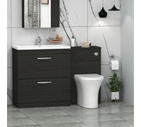 Royal Bathrooms Turin 1300mm Hale Black 2 Drawer Furniture Pack With Mid Edge Basin & Breeze Back To Wall Toilet