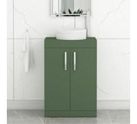 Royal Bathrooms Turin 500mm Freestanding Bathroom Vanity Unit With Sink 2 Door Matt Green & Round Countertop Basin