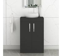 Royal Bathrooms Turin 500mm Freestanding Bathroom Vanity Unit With Sink 2 Door Matte Black & Milan Countertop Basin