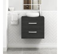 Royal Bathrooms Turin 500mm Wall Mounted Bathroom Vanity Unit With Sink 2 Drawer Hale Black & Milan Countertop Basin