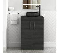 Royal Bathrooms Turin 600mm Freestanding Bathroom Vanity Unit With Sink 2 Door Hale Black & Milan Black Countertop Basin