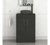 Royal Bathrooms Turin 600mm Freestanding Bathroom Vanity Unit With Sink 2 Door Matte Black & Milan Black Countertop Basin