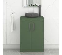 Royal Bathrooms Turin 600mm Freestanding Bathroom Vanity Unit With Sink 2 Door Matte Green & Milan Black Countertop Basin