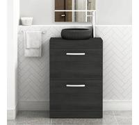 Royal Bathrooms Turin 600mm Freestanding Bathroom Vanity Unit With Sink 2 Drawer Hale Black & Milan Black Countertop Basin