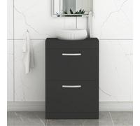 Royal Bathrooms Turin 600mm Freestanding Bathroom Vanity Unit With Sink 2 Drawer Matte Black & Milan Countertop Basin