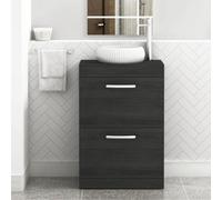 Royal Bathrooms Turin 800mm Freestanding Bathroom Vanity Unit With Sink 2 Drawer Hale Black & Milan Countertop Basin