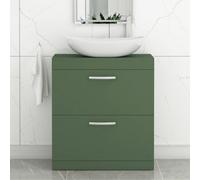 Royal Bathrooms Turin 800mm Freestanding Bathroom Vanity Unit With Sink 2 Drawer Matt Green & Cesar Countertop Basin