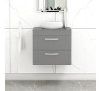 Royal Bathrooms Turin 800mm Wall Mounted Bathroom Vanity Unit With Sink 2 Drawer Indigo Grey Gloss & Milan Countertop Basin