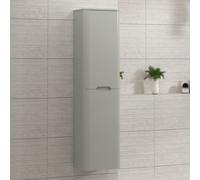 Royal Bathrooms Venice 1400 X 350mm Dove Grey 2-Door Groove Handle Wall Hung Tall Boy Bathroom Cabinet Storage Cupboard Unit
