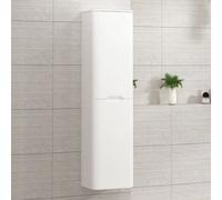 Royal Bathrooms Venice 1400 X 350mm Gloss White 2-Door Groove Handle Wall Hung Tall Boy Bathroom Cabinet Storage Cupboard Unit